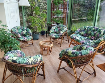 COJINES para sofá y sillas de ratán, juego de cojines de jardín para sofá, sillas de mimbre de bambú, para otomana, cojines para patio exterior