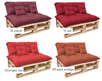 Red Outdoor Cushions Set | Couch Cushions Set | Outdoor Cushions for pallet furniture | Patio Cushions | Red bench cushions | Custom Size