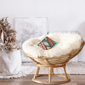 Shaggy Pillow On The Papasan Armchair Flufy Cushion For Etsy Papasan chair cushions have a long history! usd
