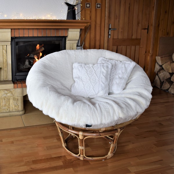 Oreiller papasan en fourrure de LUXE, oreiller rond en fausse fourrure, grand coussin de balançoire hirsute, coussin de chaise, coussin papasan hirsute, coussin moelleux coocon