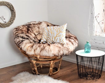 Echtes Schaffell Kissenbezug für Papasan Stuhl Schaffell SLIPCCOVER | Luxuriöser weicher flauschiger Kissenbezug | Shaggy Papasan Kissen Kissenbezug