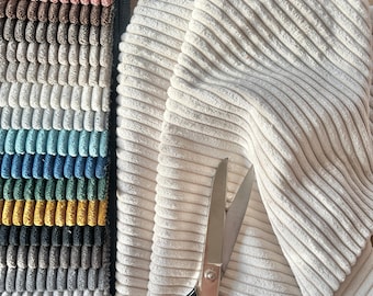 Corduroy met brede strepen, op maat gesneden | Gestructureerde corduroy stof | | Stevige meubelstof | Effen kleuren | Bankstof