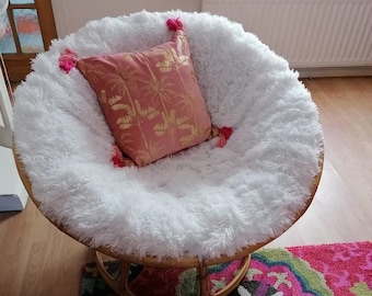 Cushion COVER  for Papasan | Machine Washable Zippered Papasan Fluffy SLIPCOVER| Papasan Chair Shaggy PILLOWCASE | Round Cushion Slipcover