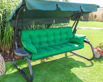 Cojín para columpio de exterior + 2 almohadas pequeñas / TAMAÑOS / Almohadilla suave para piscina con lazos para columpio / Cojín para hamaca y banco de jardín