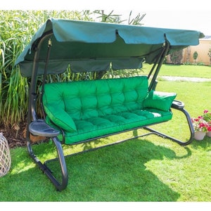 Outdoor Swing Porch Cushion  + 2 small pillows | SIZES | Soft Outdoor Pool Pad with ties for Swing |Garden Swing Seat Hammock Bench Cushion