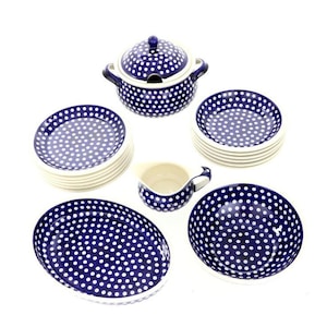 Dinner set Hand Painted Ceramic polish stoneware Boleslawiec vintage dinner set folk rustic Bunzlau pottery New Home Gift, dinner plates
