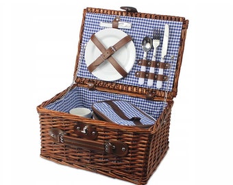 WICKER PICNIC BASKET, personalized picnic basket, 2 person, picnic basket with equipment and thermal bag, personalized company gifts,