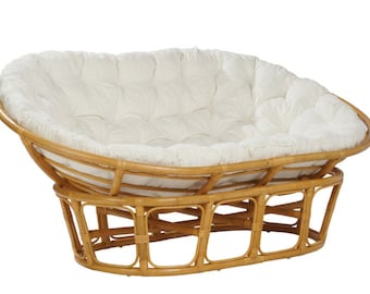 Coussin pour canapé Papasan DOUBLE | Oreiller en velours doux et rembourré Mamasan | Coussin de chaise vintage en osier | Coussin de remplacement pour chaise en rotin