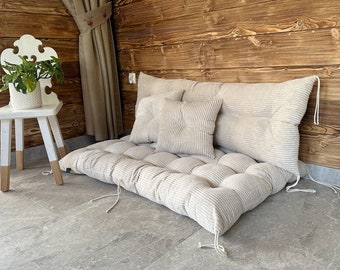 Corduroy Couch Seat Cushions Set | Backrest + Seat + 2 small pillows | COLORS | Corduroy Cushions Set | Bench Seat Cushions | Floor Cushions