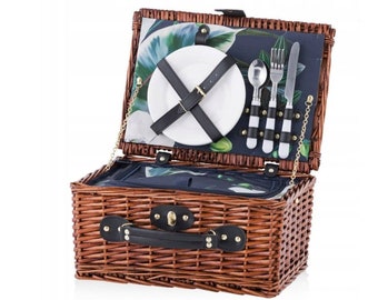 PICNIC BASKET, personalisierter Picknick-Korb, 2 Person, Picknick-Korb mit Ausrüstung und Thermotasche, personalisierte Firmengeschenke,