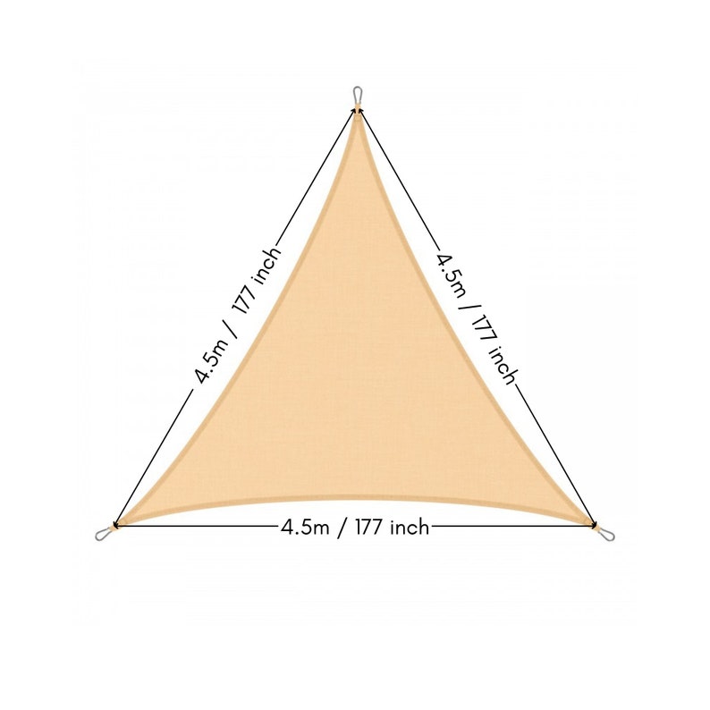 Triangle Durable Shade Sail With Mounting Set | 4.5m/177 Inch | Patio ...