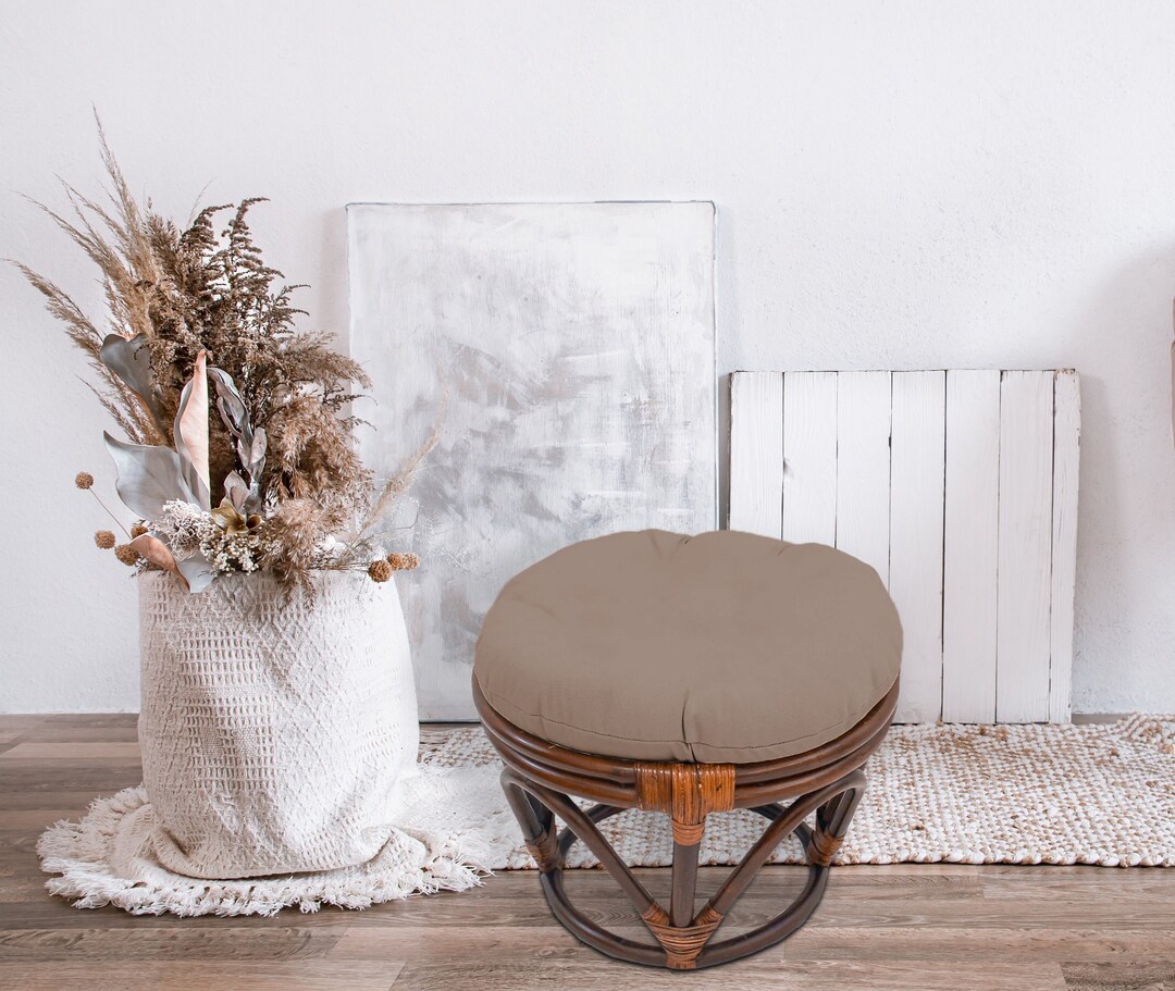 Round Rattan Ottoman Cushion Cover Indoor Outdoor Removable Etsy