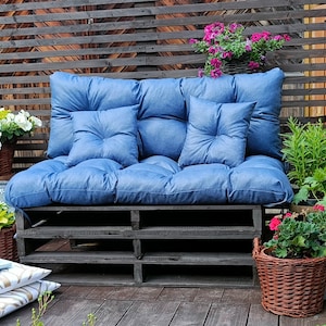 Waterproof Pallet Cushions Set | Linen Imitation Outdoor Cushions | Replacement Bench Cushions | Garden Terrace Patio Set Couch Cushions