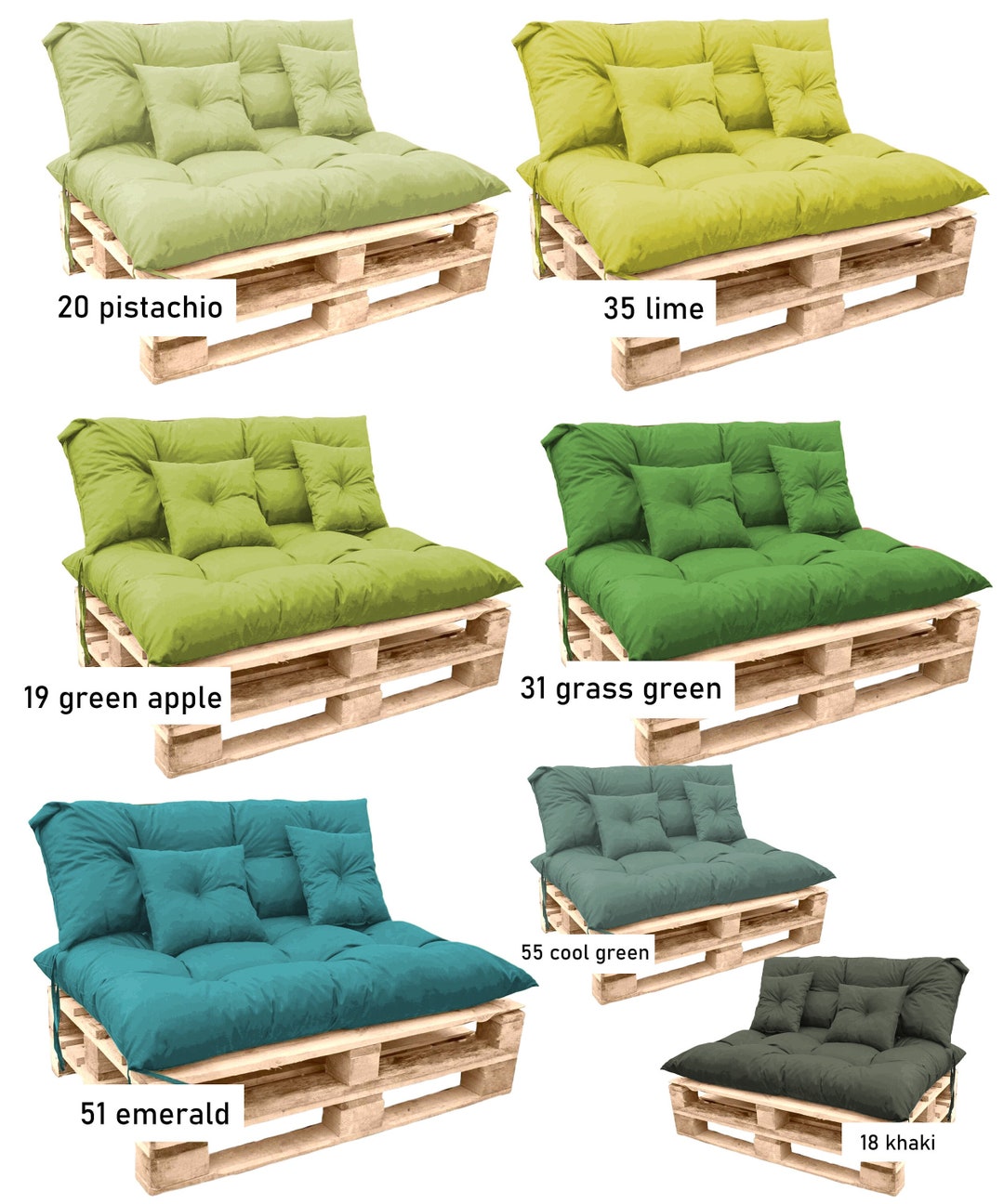 Green Outdoor Cushions Set Pallet Cushions Set Outdoor Cushions for