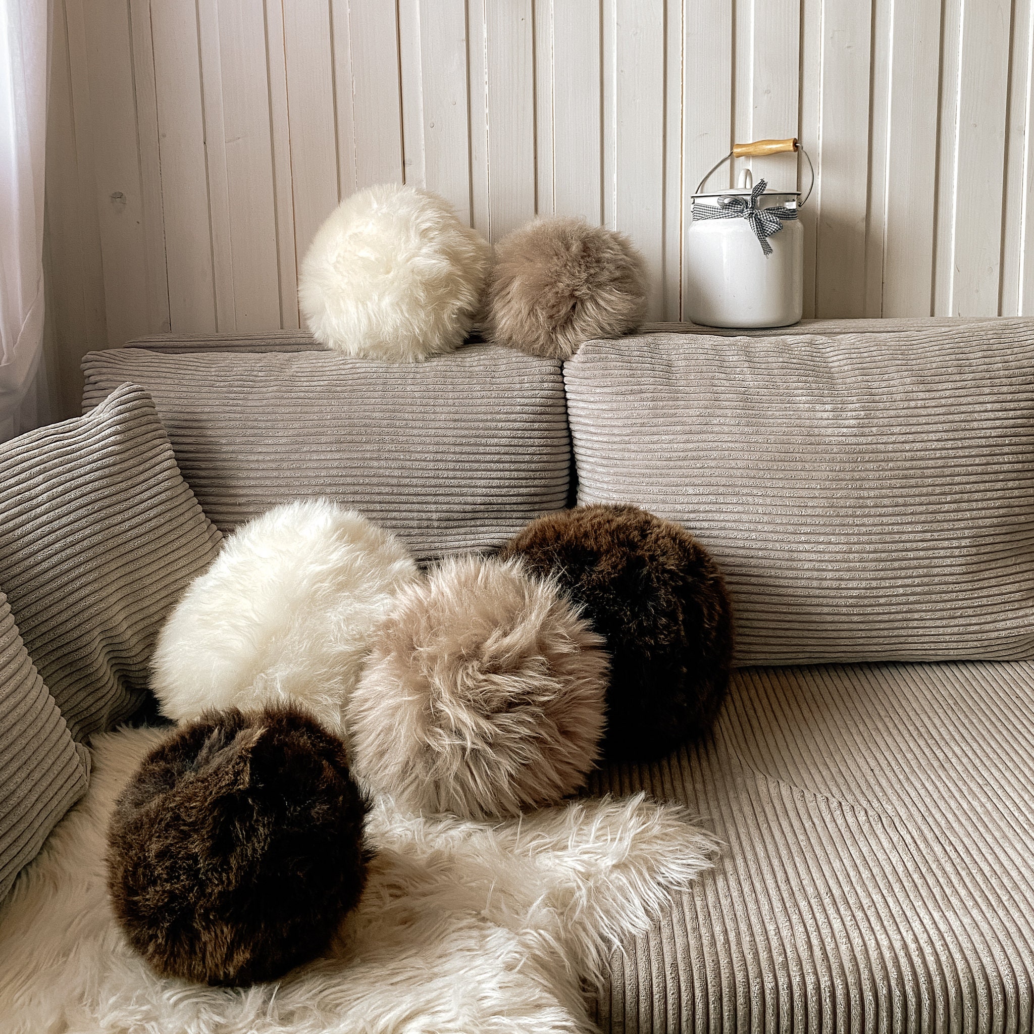 Sheepskin Ball Cushion - Genuine Icelandic Sheepskin Ball Pillow