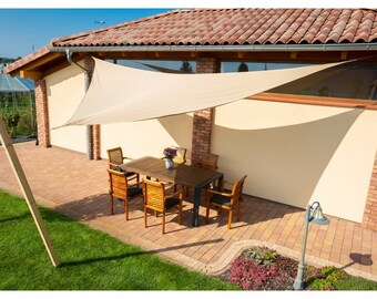 W0REE Vela Ombreggiante Impermeabile Tenda A Vela Triangolare 95% Protezione UV Poliestere Oxford, Tenda Da Sole Per Esterno,Nero,4x4x4m - 5