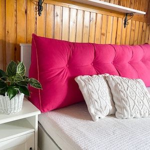 Triangelformad sammetskudde - Anpassad ryggstödskudde - Manchester king size-sänggavel - queen size-sänggavel - lång sängkudde