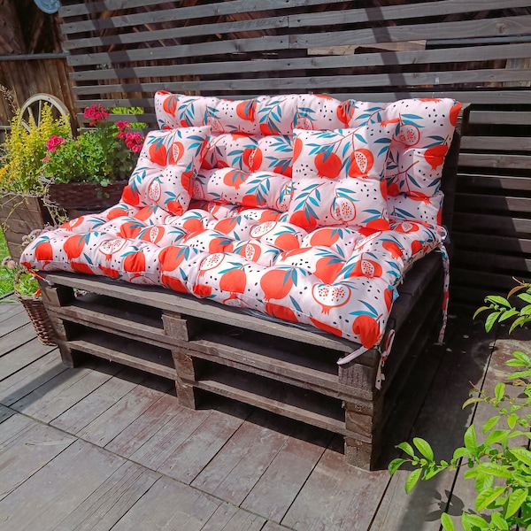 Outdoor Pallet Furniture Replacement Cushion Set | Waterproof Pattern Cushions | Pallet Bench Pillows | Cushions For Garden Patio Furniture