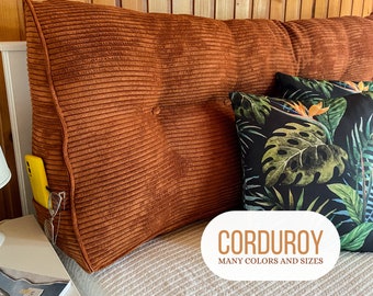 Headboard Pillow Corduroy  - Long Backrest Cushion -  king headboard Cushion - queen headboard - long bed pillow