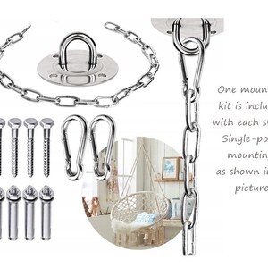 Silla colgante + almohada suave y esponjosa + fijación de un columpio, columpio de macramé y cojín Shaggy, Boho Home Swing, silla colgante para el dormitorio imagen 10