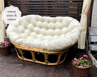 All Weather Double Papasan Chair Cushion Mamasan Chair Cushion Rattan Mamasan Chair Pad Weatherproof Comfort Water Resistant Cushion