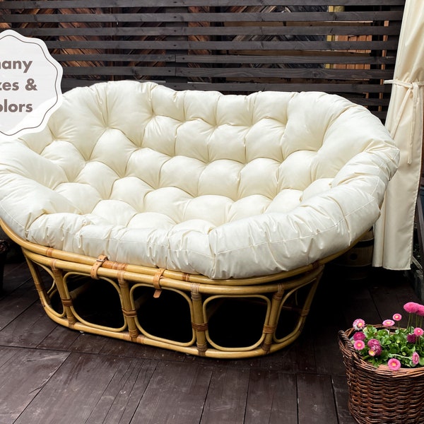 All-Weather Double Papasan Chair Cushion -Mamasan Chair Cushion | Rattan Mamasan Chair Pad- Weatherproof Comfort | Water Resistant Cushion
