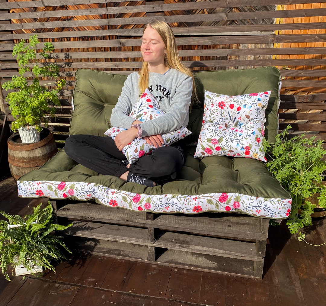Cojines para muebles de patio, cómodos y profundos, para loveseat, para  interiores y exteriores, para palets de sofá, de repuesto para 