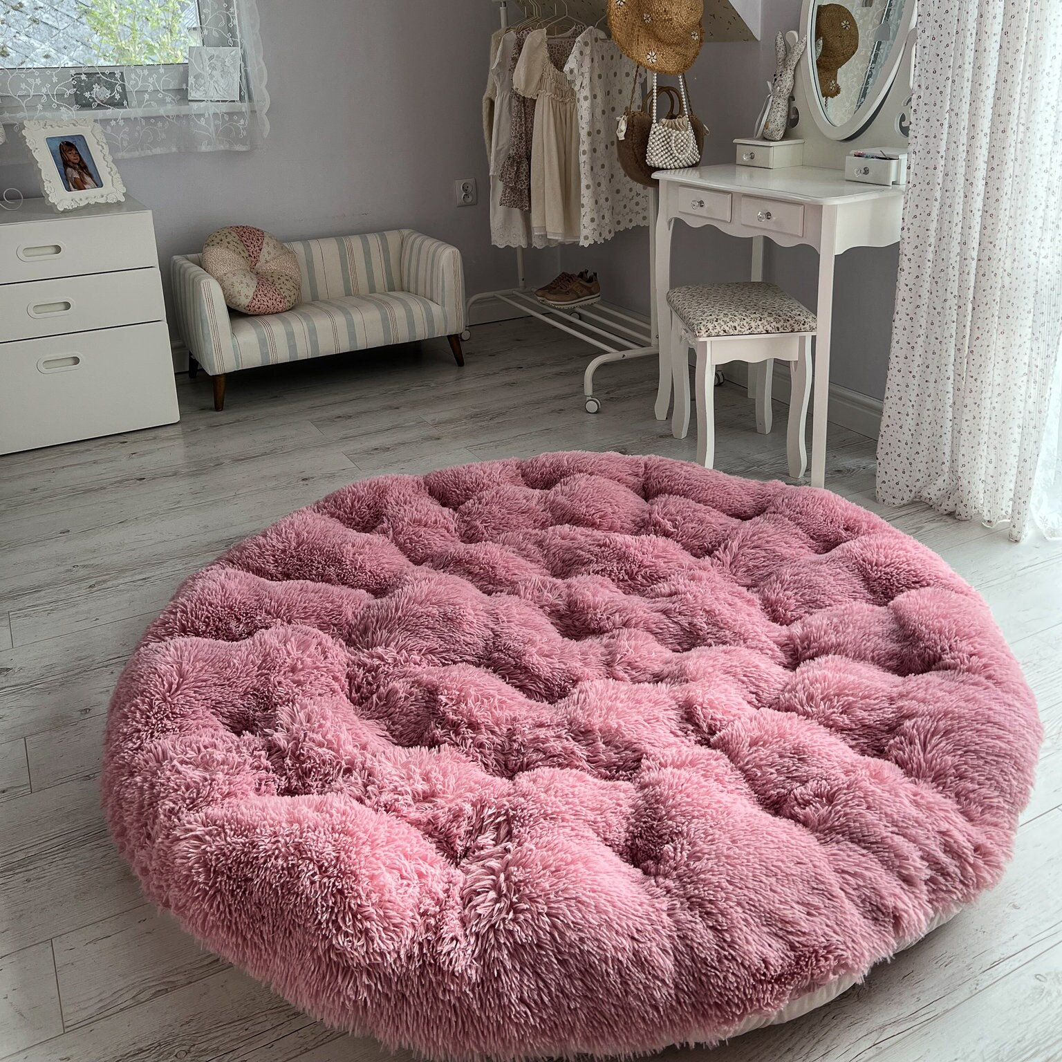 Shaggy Fluffy Floor Cushion Large Sizes Pillow for Floor Sitting Round Flat Oversized Pillow Floor Pillow round Seat Floor Cushion Futon Etsy