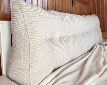 Corduroy Back Headboard Cushion - Long Backrest Cushion - Triangular Tufted Back Cushion king headboard  - queen headboard - long bed pillow