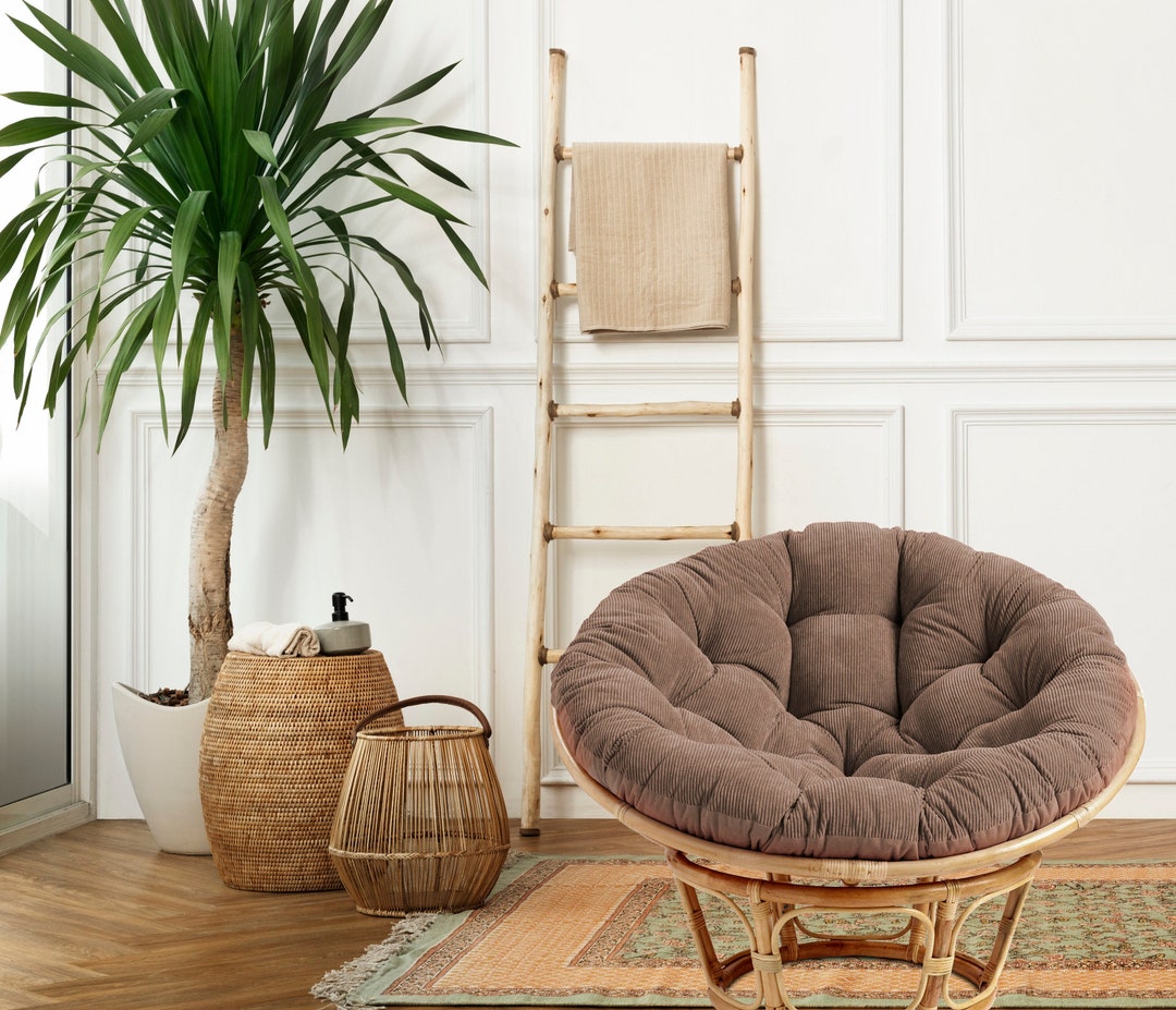 Tufted Corduroy Cushion for Papasan Chair Soft Thick Round Etsy