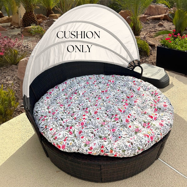 Sun Island Lounge Cushion | Round Seat Cushion for Bed Lounger | Round Garden Patio Water Resistant Pillow | Cushion for Garden lounge chair