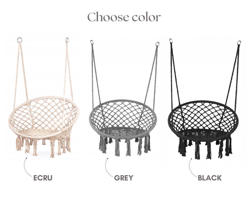 Hanging Chair + Soft Fluffy Pillow + fixing of a swing | Macrame Boho swing & Shaggy cushion | Indoor Swing Hammock Chair with Cushions image 6