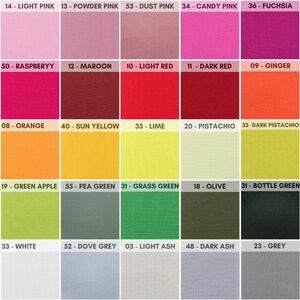May include: A color chart with 20 different color swatches, each labeled with a number and a color name. The colors range from light pink to dark grey.