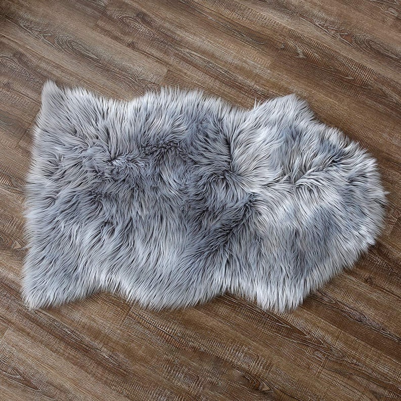 Grey Sheepskin Genuine Natural rug Real Sheepskin Rug Etsy