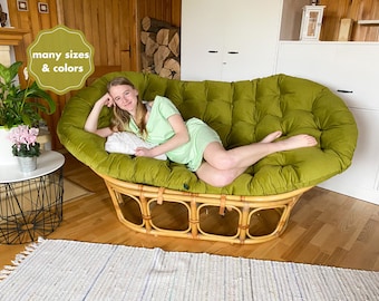 Kissen für Doppel Papasan Sofa - Weiche und bequeme Sitzauflage Plüsch Samt Auflage für Mamasan Rattan Stuhl Bequeme Auflage