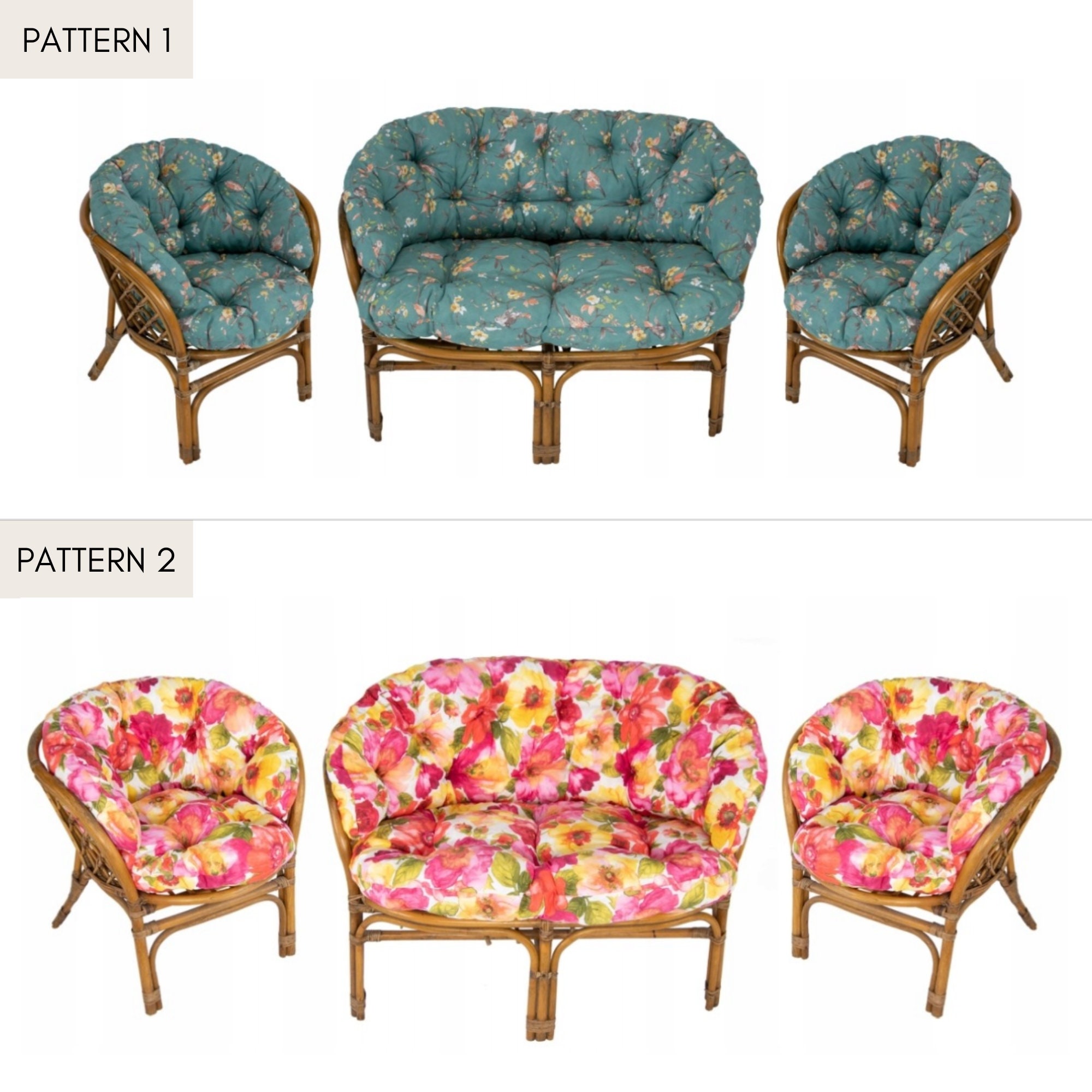 CUSHIONS SET for Rattan Sofa and Chairs Garden Cushion Set for Sofa Bamboo Wicker Rattan Chairs Chair Cushion With Ties Patio Cushions Etsy