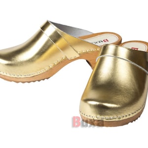 Swedish women&#39;s clogs, natural leather clogs, golden clogs Moccasins Wooden clogs Women&#39;s Boots Women&#39;s loafers, Orthopedic clogs shoes