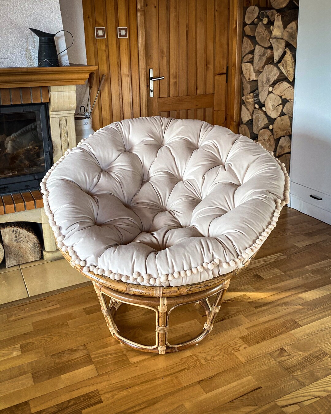 Velvet Round Papasan Cushion With Tassels CUSHION ONLY Boho Etsy