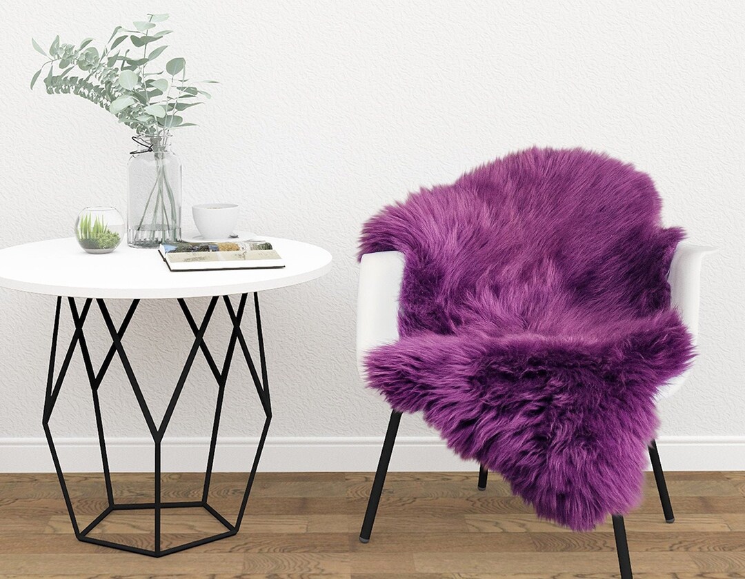 Purple Sheep Skin Natural Carpet Real Sheepskin Rug Etsy