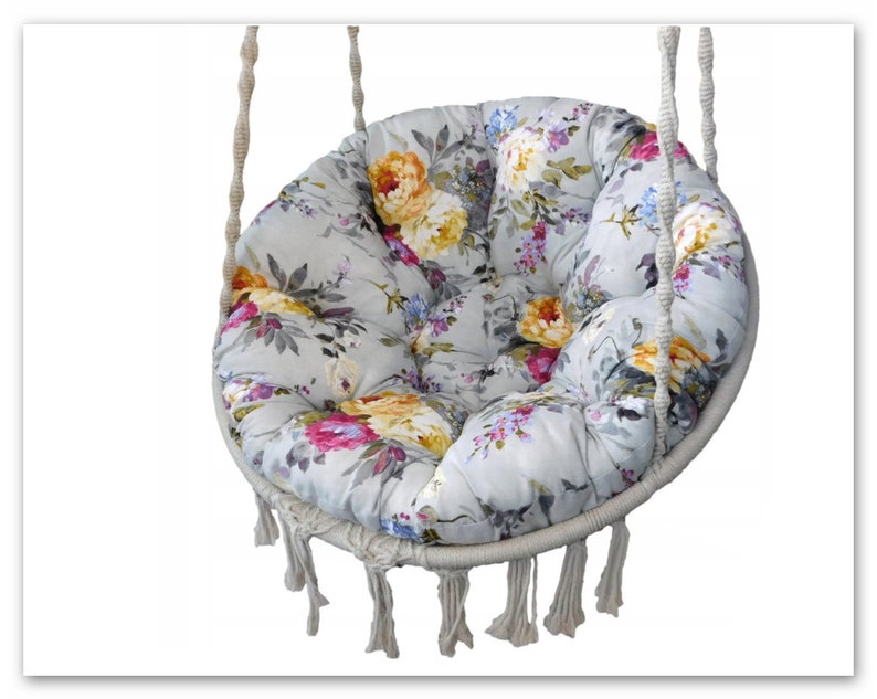 Round Cushion Hanging Chair Papasan Cushion Garden Swing Etsy