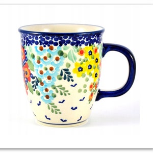MUG 300ml Hand Painted Ceramic polish stoneware Boleslawiec vintage coffee mug folk cup rustic Bunzlau pottery New Home Gift, tea mugs