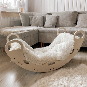 Climbing Arch with Shaggy Pillow | Set for Montessori furniture with cushion | Pillow for Wooden gym Montessori rocker | CUSTOM SIZES