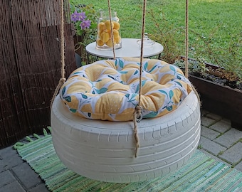 Tire Swing Seat with Water Resistant Pillow Recycled Swing Garden Swing  hammock /hanging chair with cushion inch/50 cm