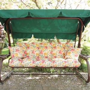 Outdoor swing seat pad | CUSHION ONLY  | Floral romantic bench swing cushion | Cottagecore patio pillow | Porch deep seat padded swing seat