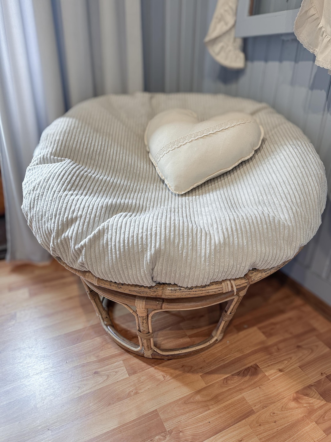 Coussin Papasan Rond 60x60cm Anthracite - Housse Chaise Suspendue Intérieur Extérieur Salon Jardin Balcon