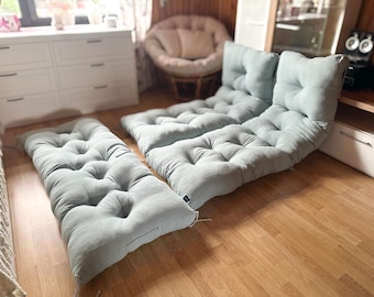 Custom Linen Bench Cushion | Window Seat Pad | Reading Nook Pillow | Rustic Floor Cushion | Natural French-Style Cushion | Made to Order