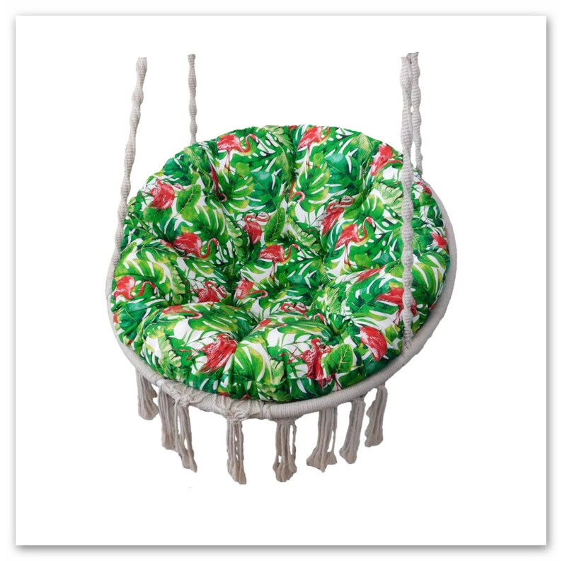 Round Cushion Hanging Chair Papasan Cushion Garden Swing Etsy