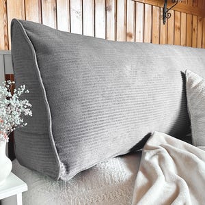 Keil-Cord-Kopfteil-Kissen mit abnehmbaren Bezug | VIELE STOFFE | Samt Langes Rückenkissen für Bett Lesen | Keilstützkissen