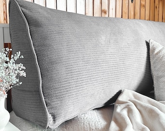 Wedge Corduroy Headboard Pillow with Removable Cover | MANY FABRICS | Velvet Long Backrest Cushion for Bed Reading | Wedge Support Cushion