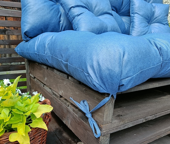 Paket] 2x blaue Sitzauflage für Gartenbank Bankauflage Bankpolster